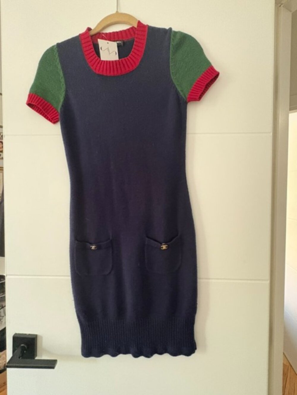 Vintage Chanel Colorblock Sweaterdress sz 38